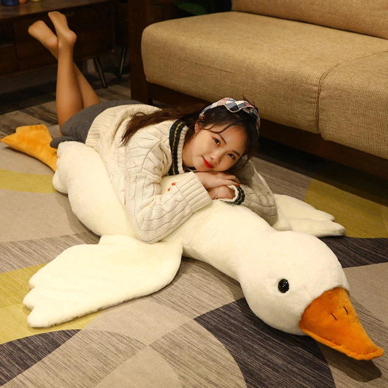 Large Duck Plush Toy - Soft and Fluffy Sleep Pillow for Children - Adorable Animal Stuffed Swan Goose Doll Floor Mat