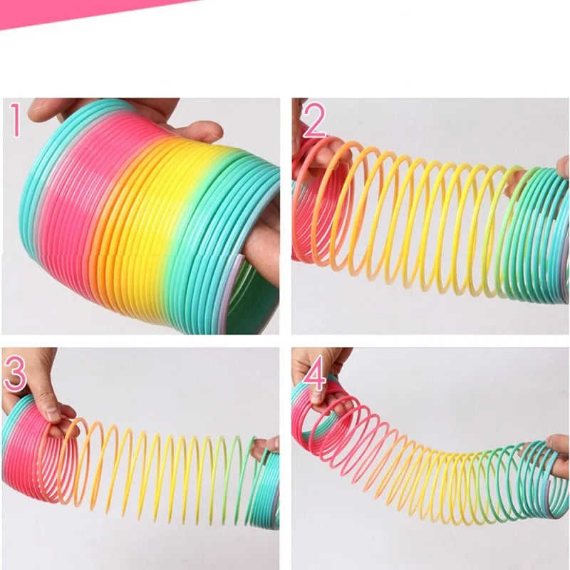 "Early Development Educational Folding Plastic Spring Coil Rainbow Circle Toy"