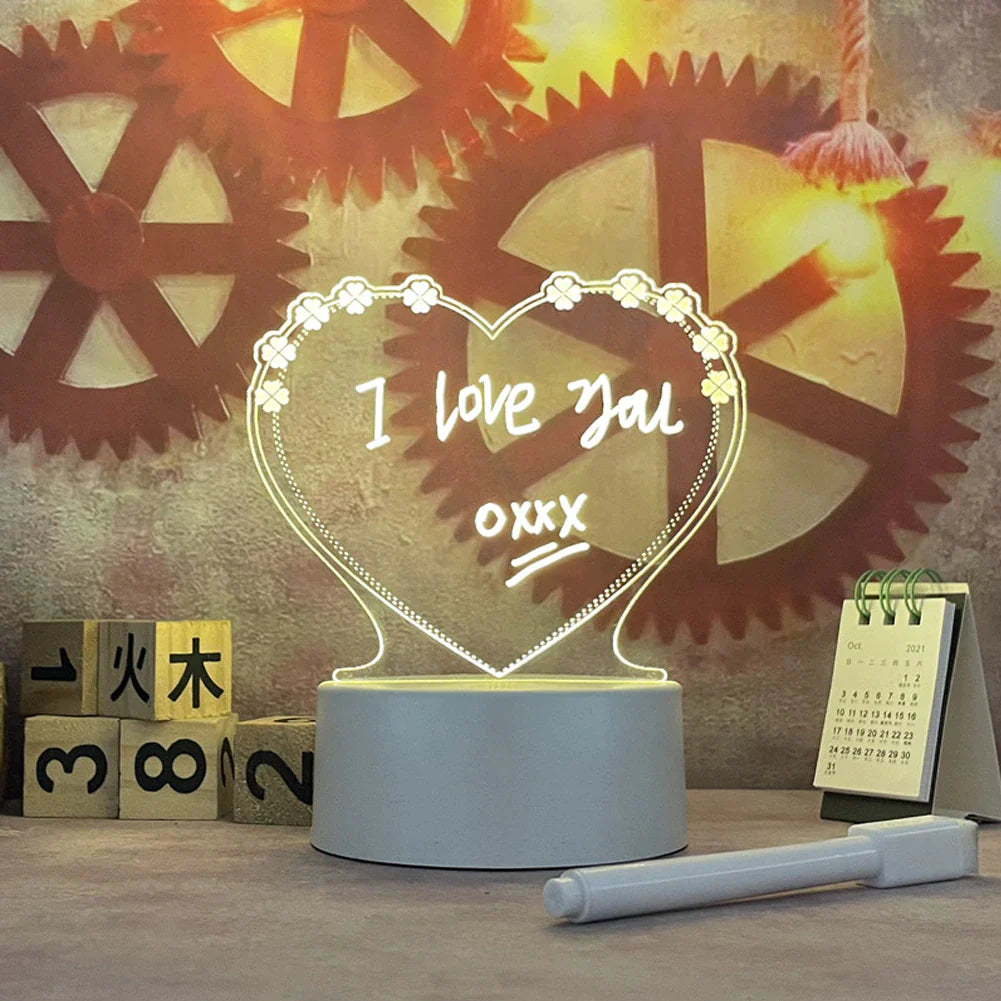 LED Message Board Night Light with USB Connectivity and Pen - Ideal Gift for Children, Girlfriend, or Home Decoration