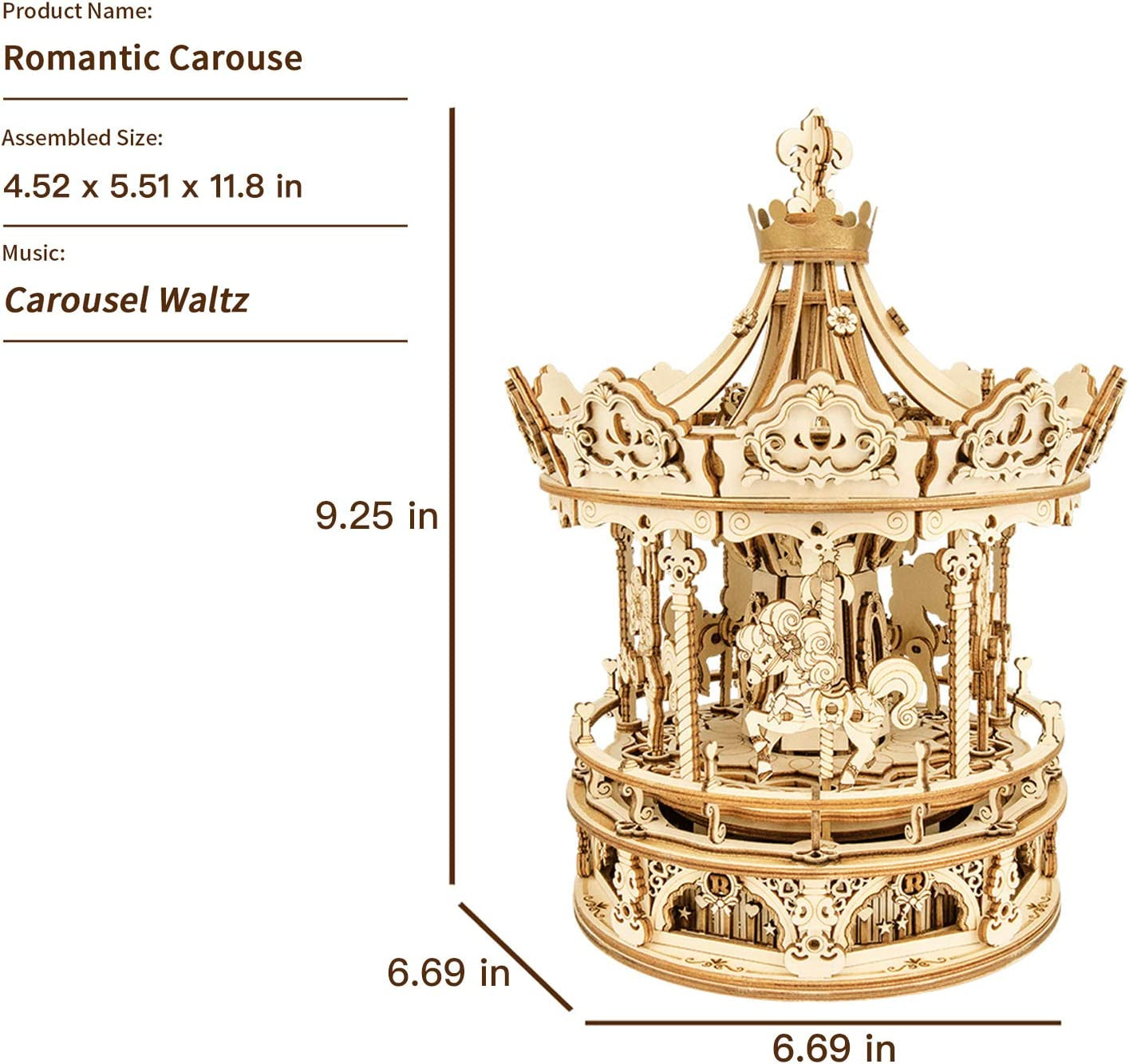 Wooden Music Box Building Kit - Romantic Carousel by Rokr