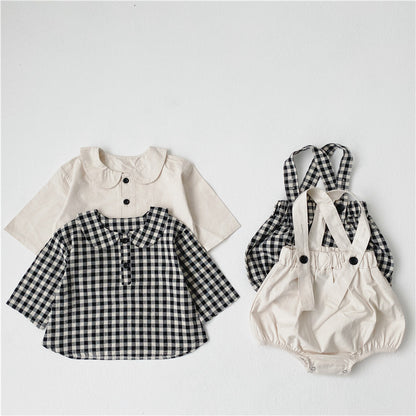 Baby's shirt-strap crawling suit