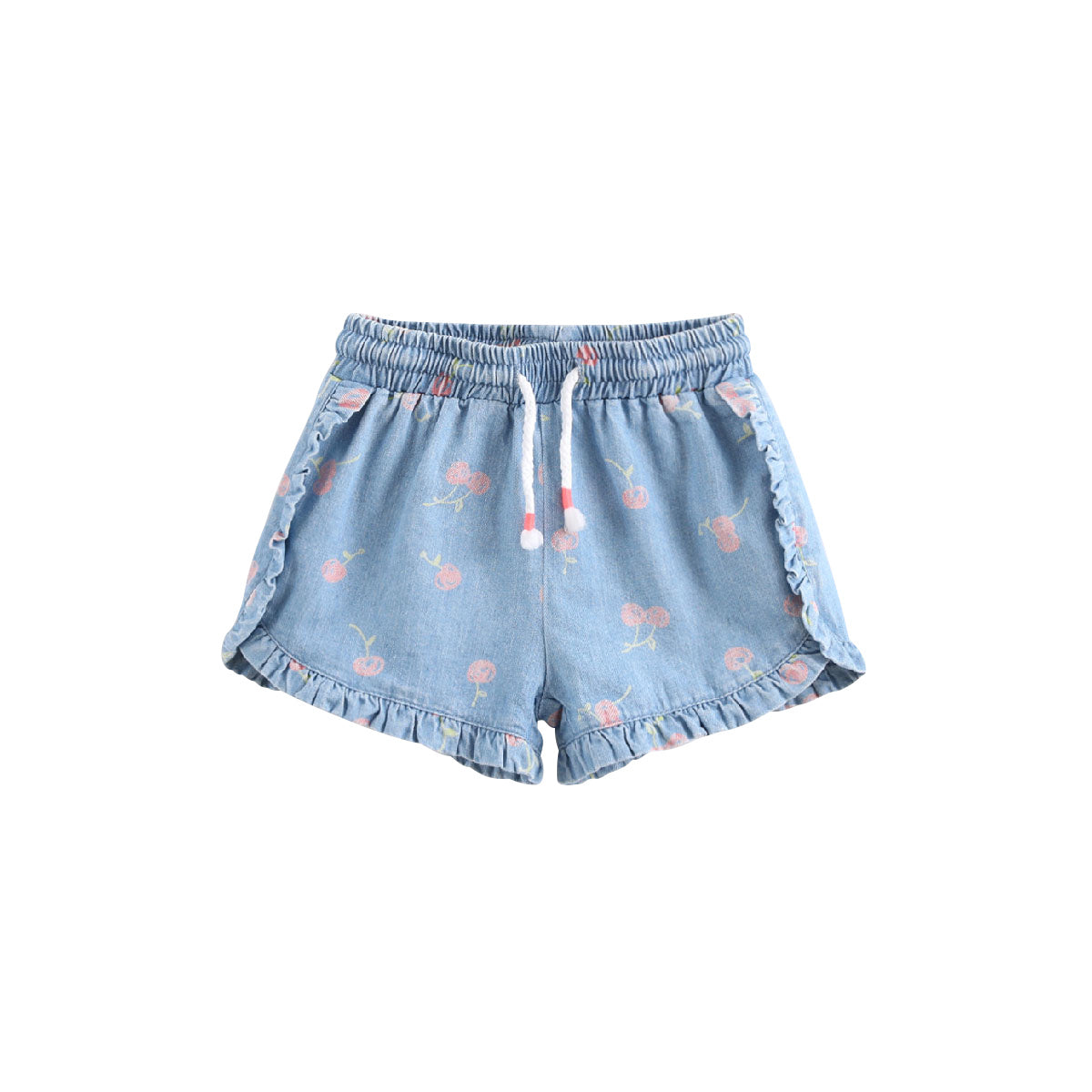 Girls' cherry cherry cotton denim shorts