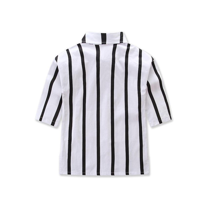 Black and white vertical striped shirt long sleeves