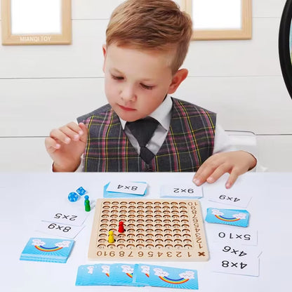 Wooden Montessori Arithmetic Math Board for Kids - Educational Multiplication and Addition Puzzle Toy