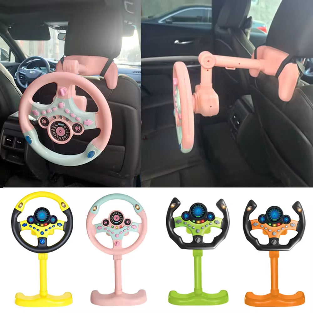 Portable Electric Steering Wheel Toy for Children - Educational Copilot Simulator with Light and Sound