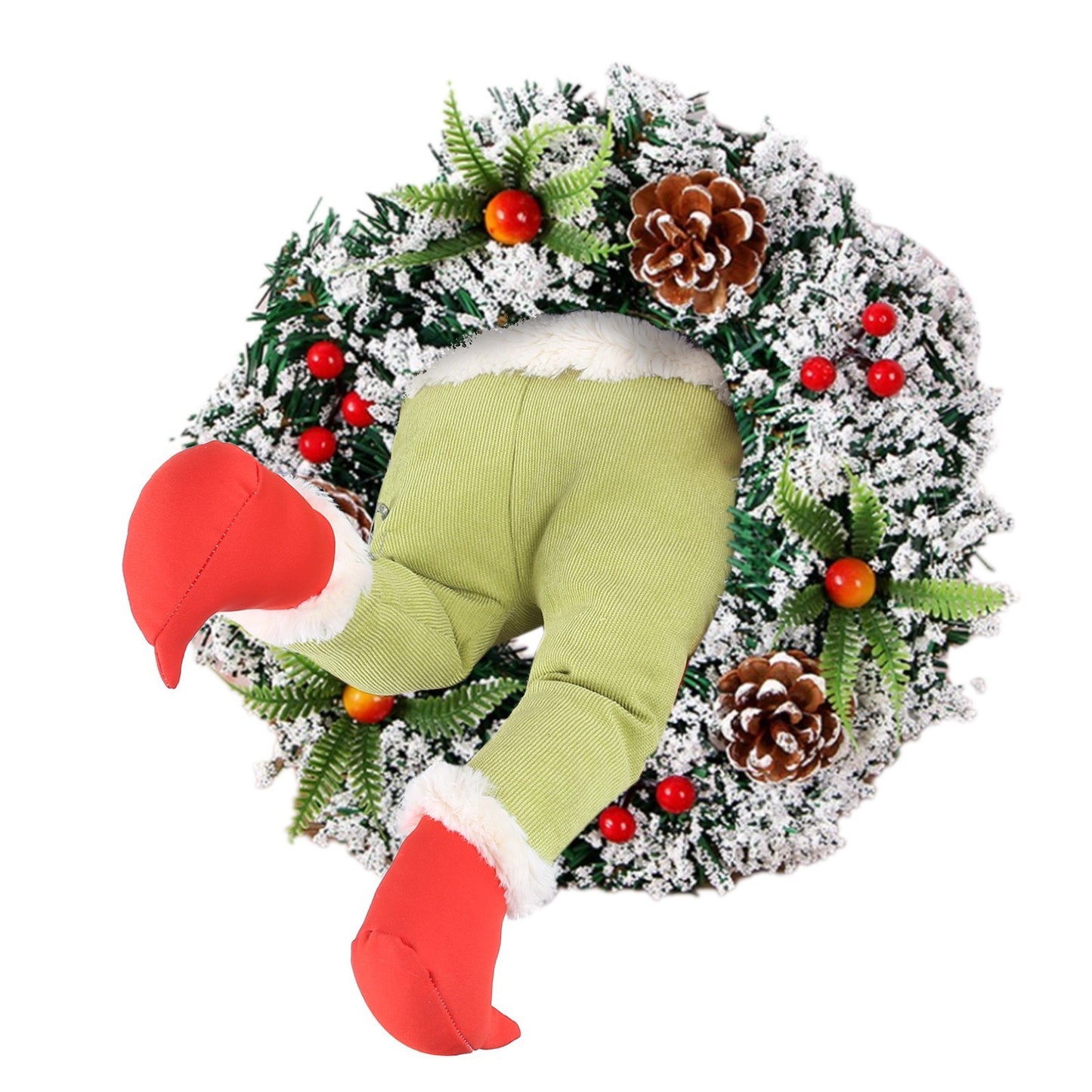 Christmas Thief Stole Burlap Wreath Santa Legs Decoration, Festival Door Wall Family Gifts Reusable Bowknot Hoop