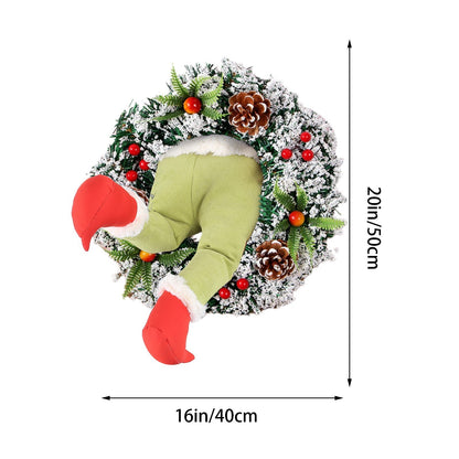 Christmas Thief Stole Burlap Wreath Santa Legs Decoration, Festival Door Wall Family Gifts Reusable Bowknot Hoop