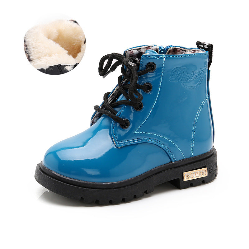 Winter Children Shoes PU Leather Waterproof Martin Boots Kids Snow Boots