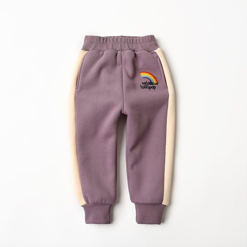 Girls Plus Fleece Padded Warm Cotton Trousers