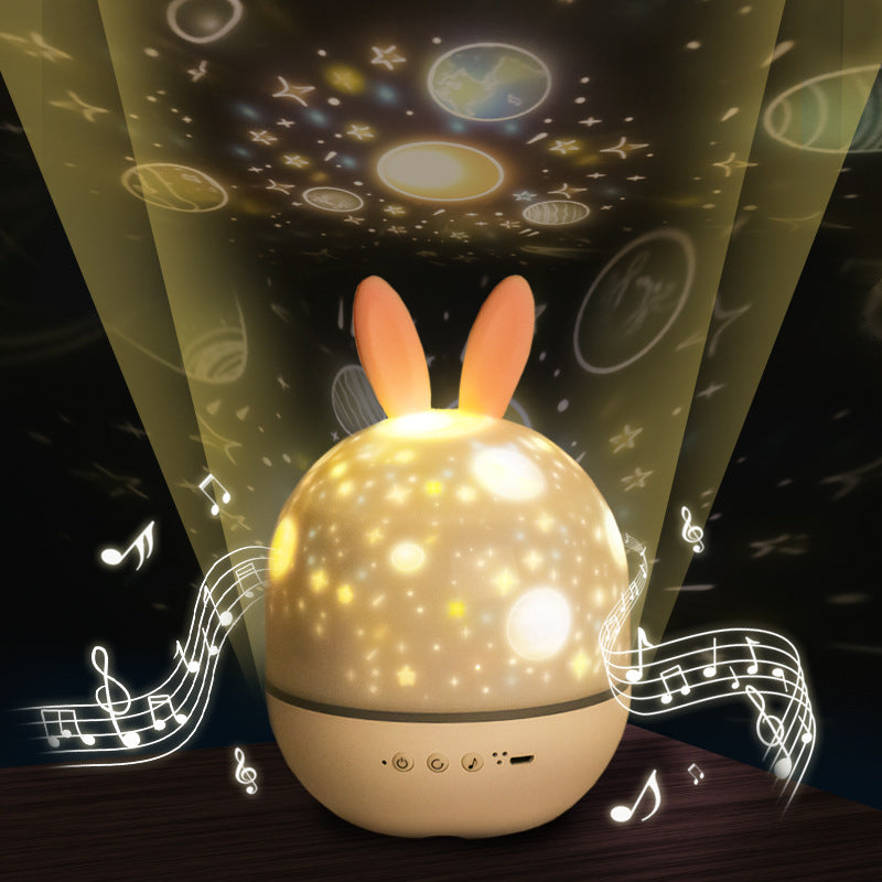 Rabbit Projector Lamp Music Remote Control Rotating Starry Sky Light Creative Bedroom