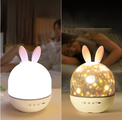 Rabbit Projector Lamp Music Remote Control Rotating Starry Sky Light Creative Bedroom