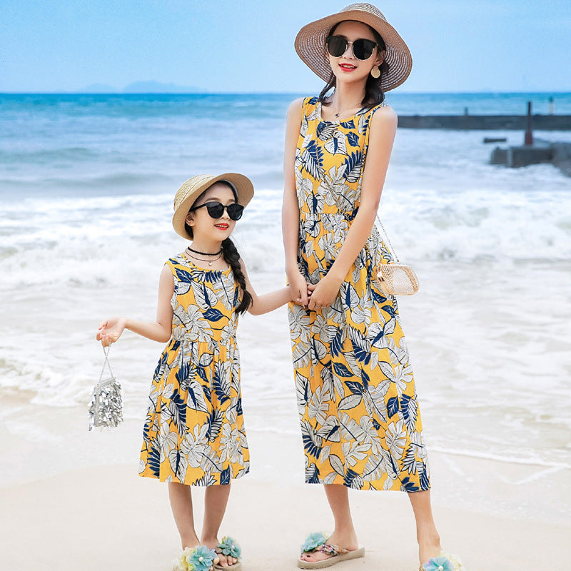 Mother And Daughter Vacation Beach Vest Long Skirt