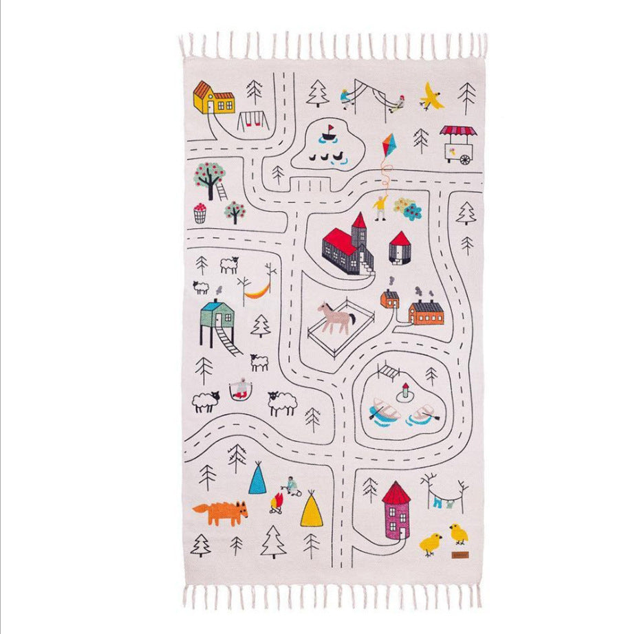 New Creative Children'S Canvas Tassel Game Mat