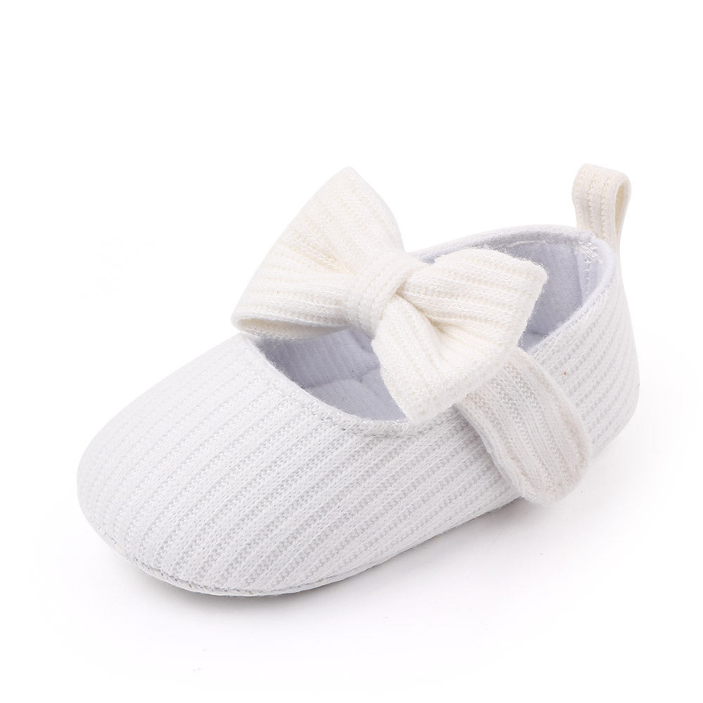 Bowknot Woolen Knit Baby Shoes Moccasins Princess Shoes Baby Shoes