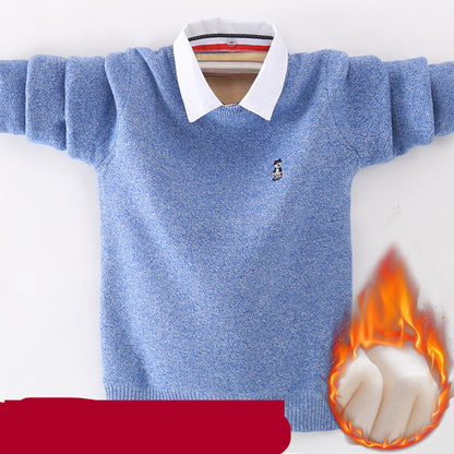 Sweater cotton boy fake two-piece sweater