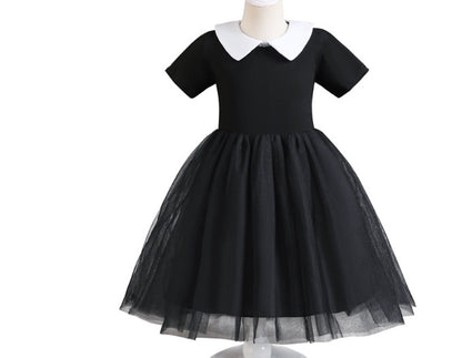 Children Shirt Black Drama Same Style Girl Cosplay Clothes Doll Collar Mesh Umbrella Princess Dress