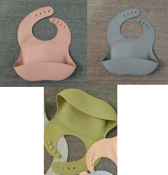 Soft Waterproof Silicone Baby Bib with Food Catcher, Baby Silicone Bib