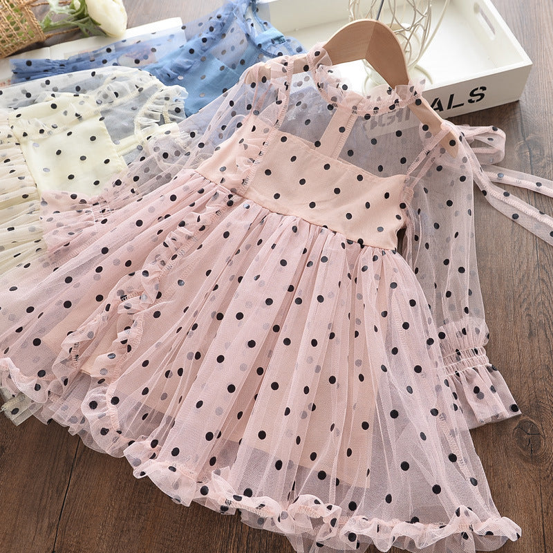 Girl's Dress Polka-Dot Gauze Skirt