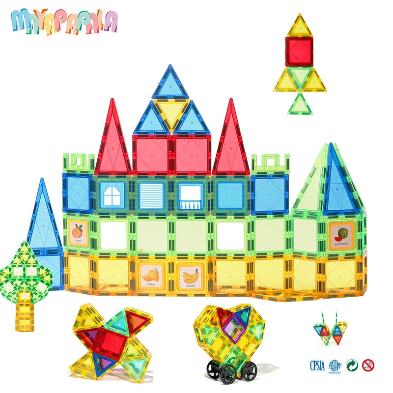 Professional title: "Educational Magnetic Building Block Set for Kids - DIY Model Designer Construction Toy Tiles, Ideal Montessori Gift"