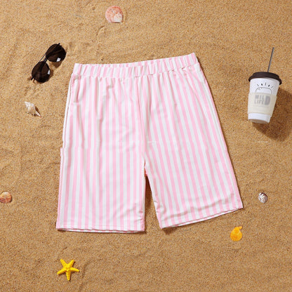 Parent-child Swimsuit Striped One-piece Family Men's Beach Pants