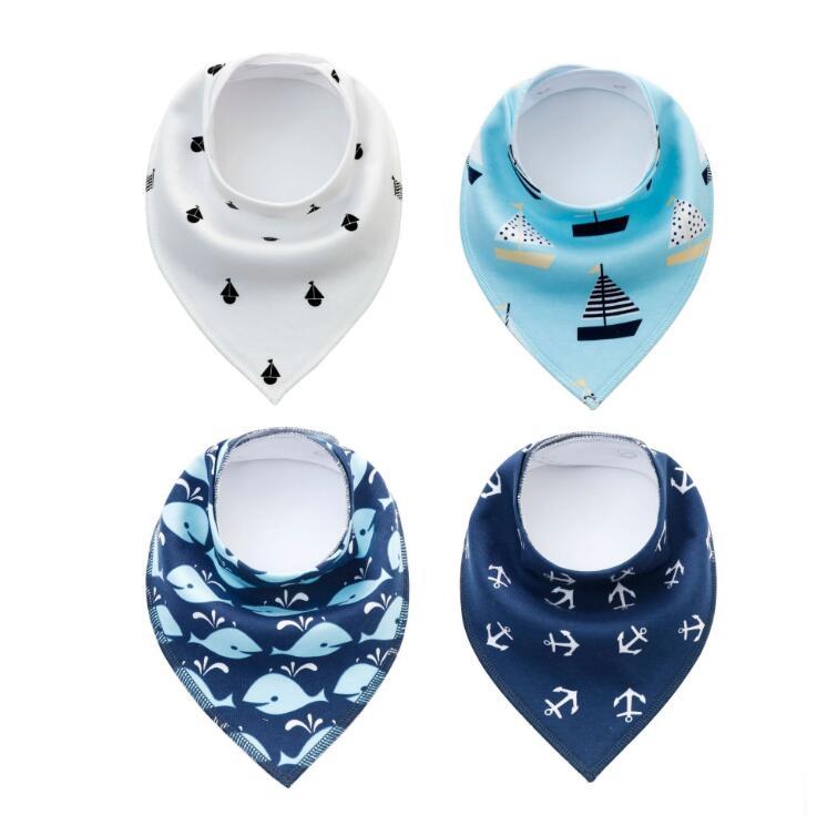 4pcs Lot Bibs Burp Cloth Print Arrow Wave Triangle Baby Bibs Cotton Bandana Accessories