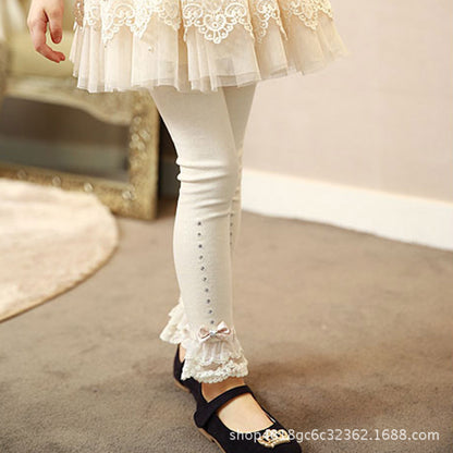 Lovely Bow Ruffled Laced Bottom Leggings