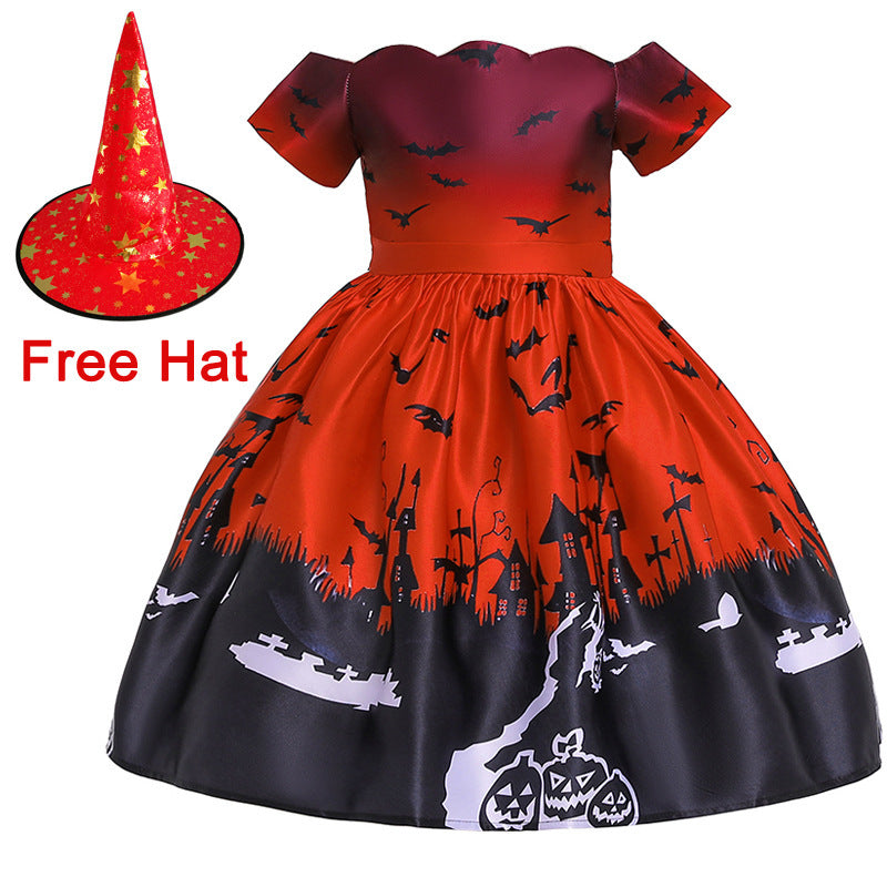 Children's cartoon print dress