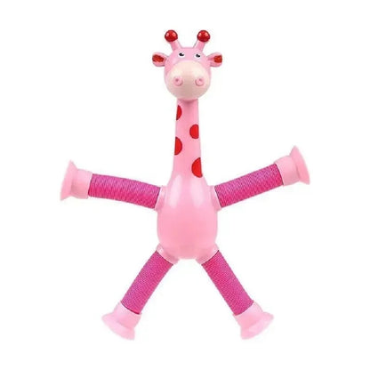 Set of 4 Telescopic Suction Cup Giraffe Sensory Tubes - Travel Toys for Children with Autism