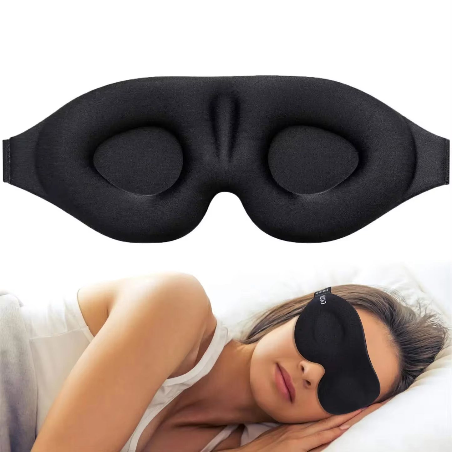 3D Contoured Cup Eye Mask for Sleeping with Concave Molded Design - Block Out Light for Men and Women