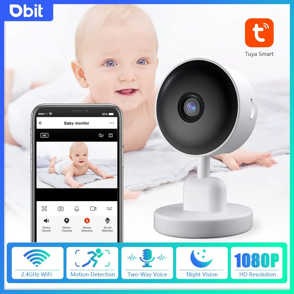 Professional title: "Tuya Smart Wifi Baby Monitor with 3MP Video Surveillance, Two-Way Audio, Night Vision, and Newborn Security Protection"