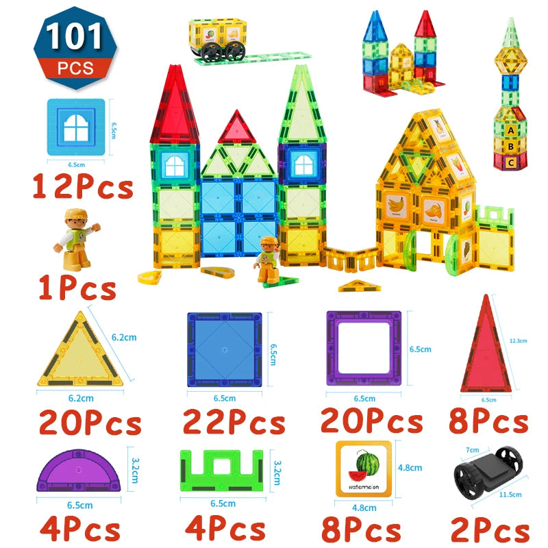 Professional title: "Educational Magnetic Building Block Set for Kids - DIY Model Designer Construction Toy Tiles, Ideal Montessori Gift"