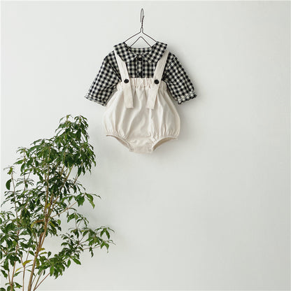 Baby's shirt-strap crawling suit