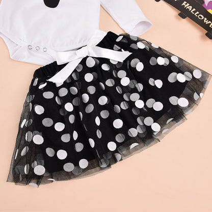 Halloween ghost black and white mesh skirt