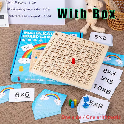 Wooden Montessori Arithmetic Math Board for Kids - Educational Multiplication and Addition Puzzle Toy