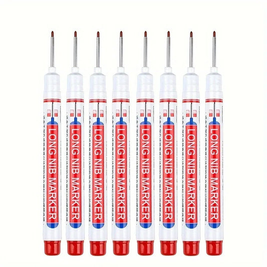 "Set of 8 20mm Deep Hole Long Nib Permanent Markers for Metal, Woodworking, and Bathroom Decoration"