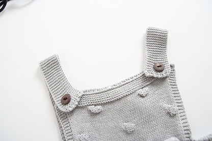 Baby knitted suspenders romper