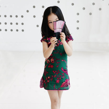 Girls Mianma cheongsam parent-child femelle skirt little girl scout summer Tangzhuang Qipao dresses