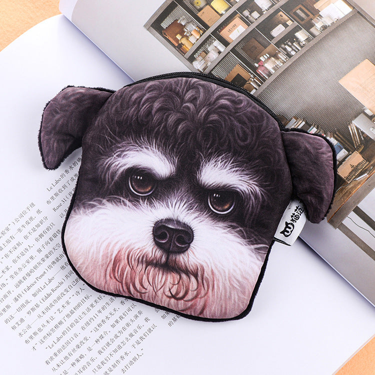 Korea creative Harajuku star Wang cloth purse Plush Dog change bag hand bagfan