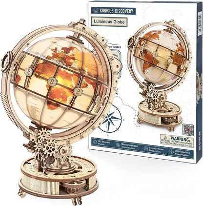 "Rokr Luminous Globe 3D Wooden Model Building Block Kit - 180 Pieces"