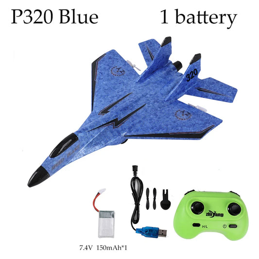 2.4G 2CH Glider RC Airplane P320 Fixed Wing Fighter Aircraft - Hand Throwing Foam Outdoor Toy for Boys - Ideal Birthday Gift