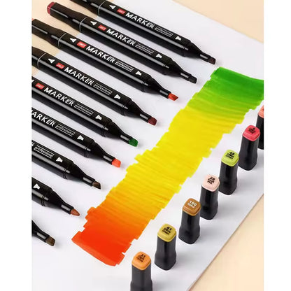 Professional title: "24-80 Colors Dual-Tip Oily Art Marker Pen Set for Sketching and Graffiti - Manga School Art Supplies"