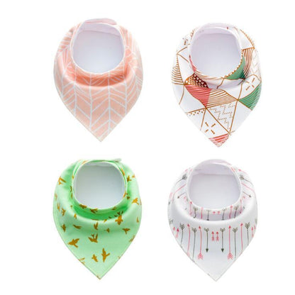 4pcs Lot Bibs Burp Cloth Print Arrow Wave Triangle Baby Bibs Cotton Bandana Accessories