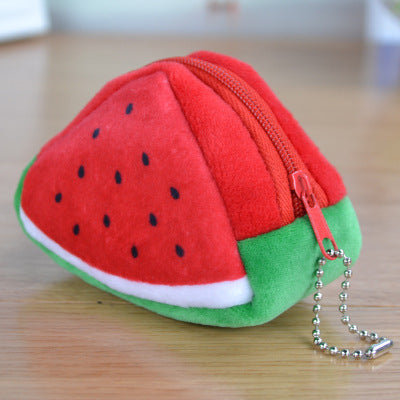 Children's Day Creative Gift Plush Solid Triangle Fruit Zero Wallet Coin Bag Key Bag Strap