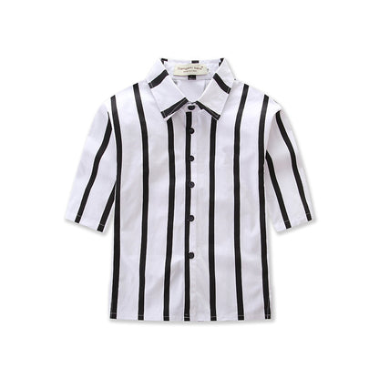 Black and white vertical striped shirt long sleeves