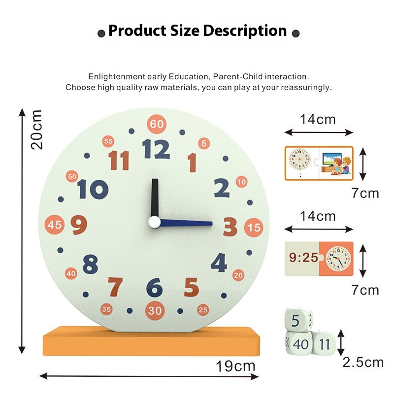 Wooden Montessori Children's Multifunctional Early Education Clock