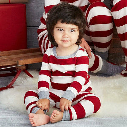 Parent-child Striped Christmas Family Suit And Autumn Long-sleeved Home Service Suit