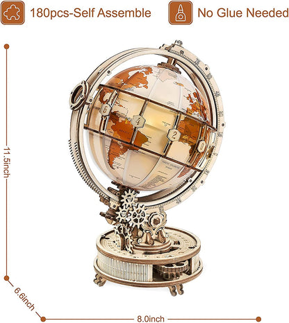 "Rokr Luminous Globe 3D Wooden Model Building Block Kit - 180 Pieces"