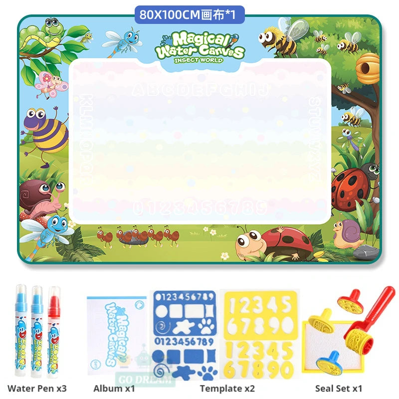 Professional Title: "Educational Magic Water Drawing Mat with Reusable Magic Pens - Montessori Painting Board for Kids (100X80Cm)"