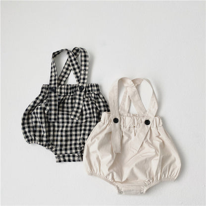 Baby's shirt-strap crawling suit