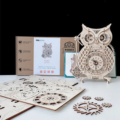 Wooden Owl Pendulum Vintage Clock DIY 3D Puzzle Kit for Adults, Children, and Teens